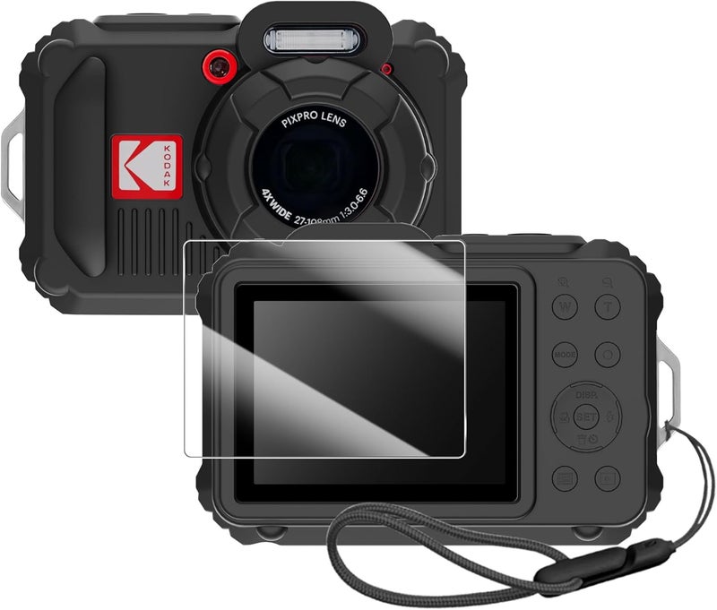 Silicone Protective Case for Pixpro wpz2 Digital Camera with Removable Lens Cap, Screen Protector and Lanyard - (Black)